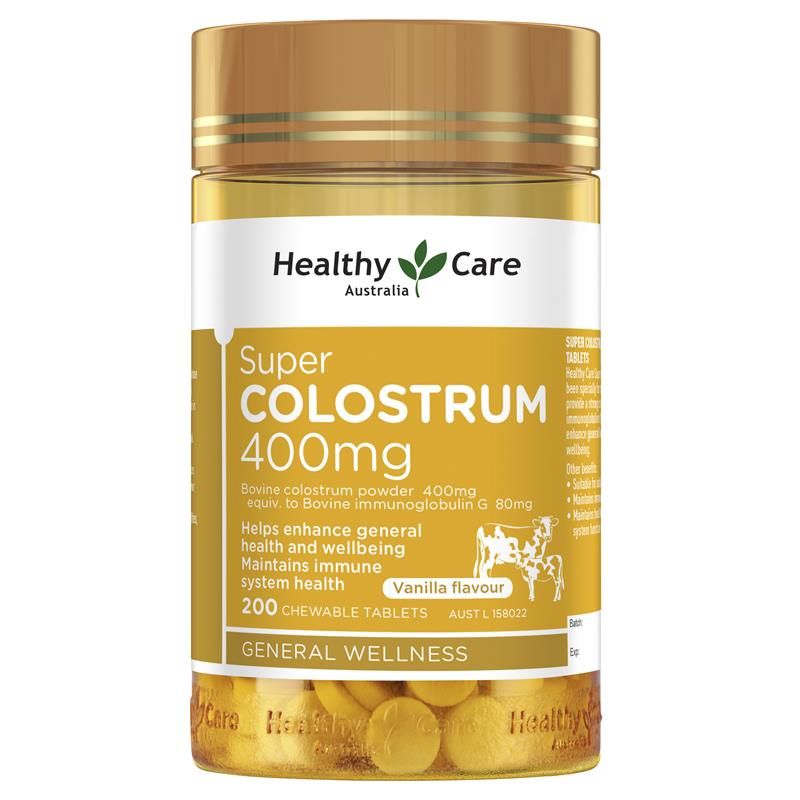 Healthy Care Super Colostrum 400mg 200 Chewable Tablets