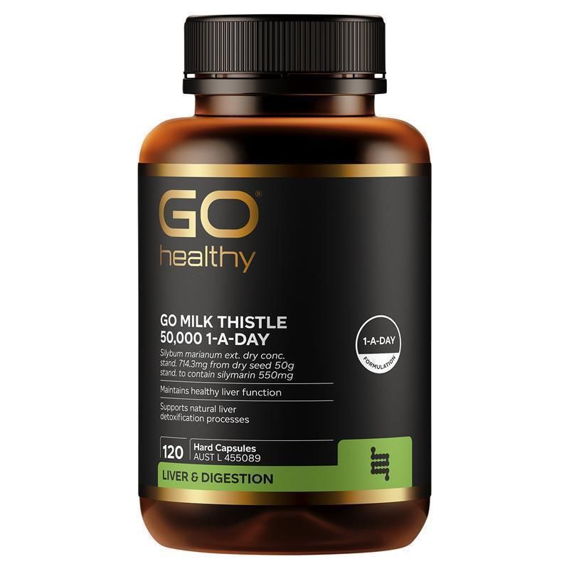 Go Healthy Milk Thistle 50000mg 1-A-Day 120 Vege Capsules Exclusive Size