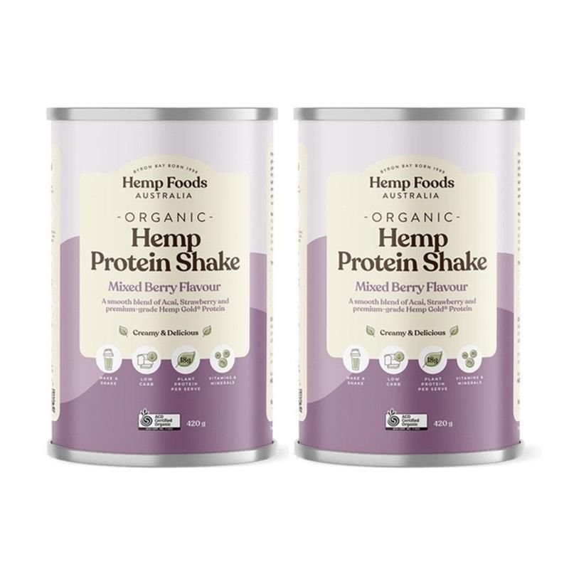 Hemp Foods Australia Organic Hemp Protein Mixed Berry 420g Twin Pack
