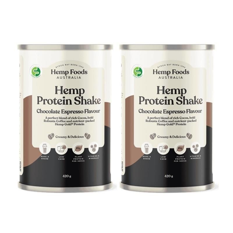 Hemp Foods Australia Hemp Protein Chocolate Espresso 420g Twin Pack