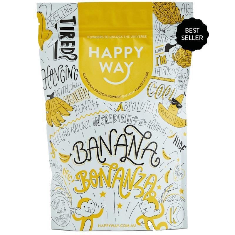 Happy Way Banana Bonanza Whey Protein Powder 500g