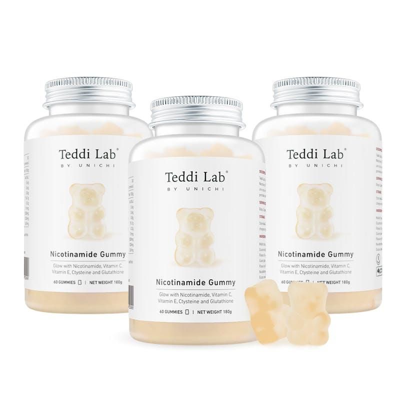 Teddi Lab by Unichi Nicotinamide Gummy 60s x3-Vitamin E Skin Brightening & Glow Packs