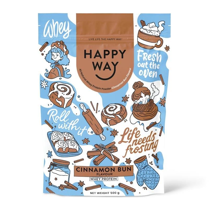 Happy Way Cinnamon Bun Whey Protein Powder 500g