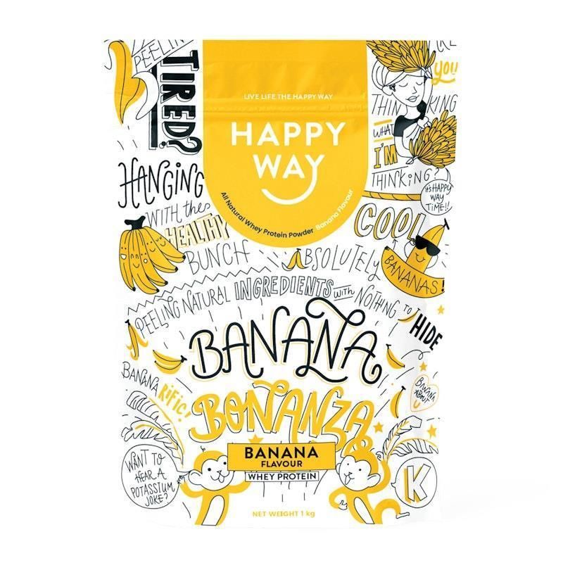 Happy Way Banana Bonanza Whey Protein Powder 1kg