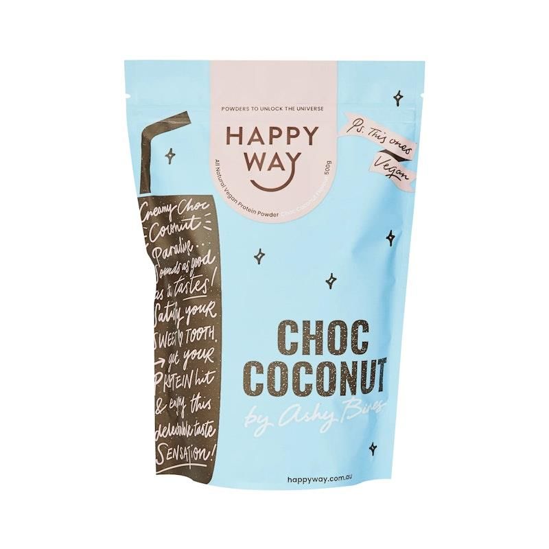 Happy Way Ashy Bines Choc Coconut Vegan Protein Powder 500g