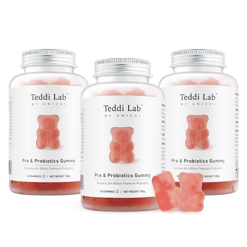 Teddi Lab by Unichi Pre & Probiotics Gummy 60s x3 - Gut Health & Digestive Support Pack