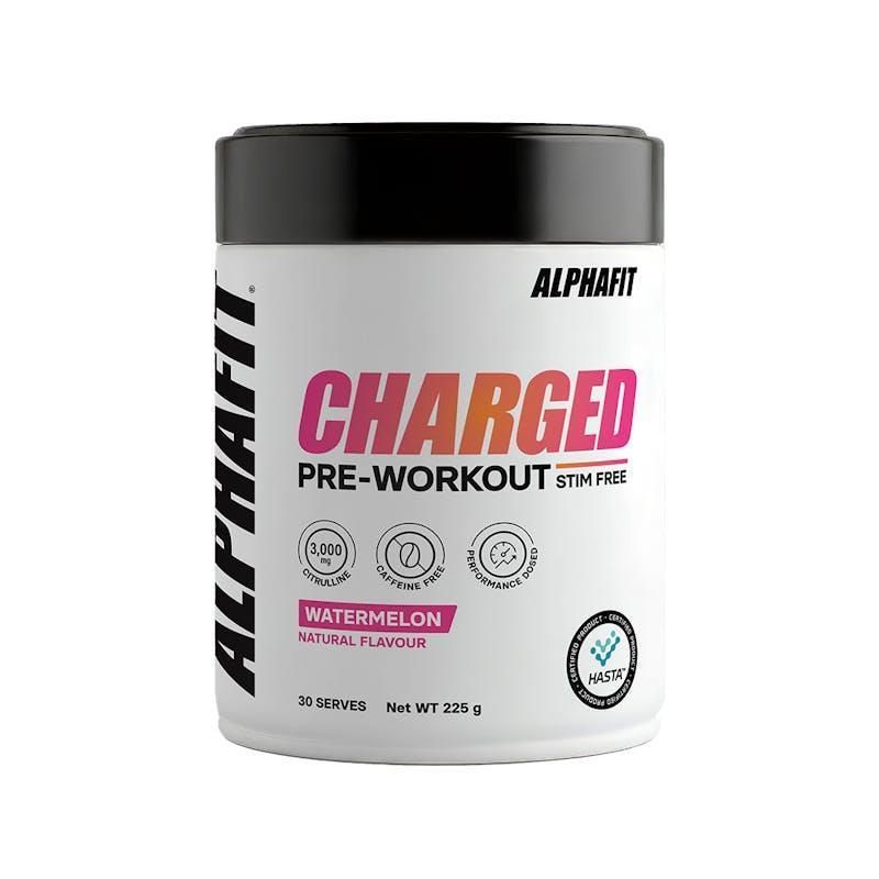 ALPHAFIT Charged Pre Workout Stim Free 225g Watermelon