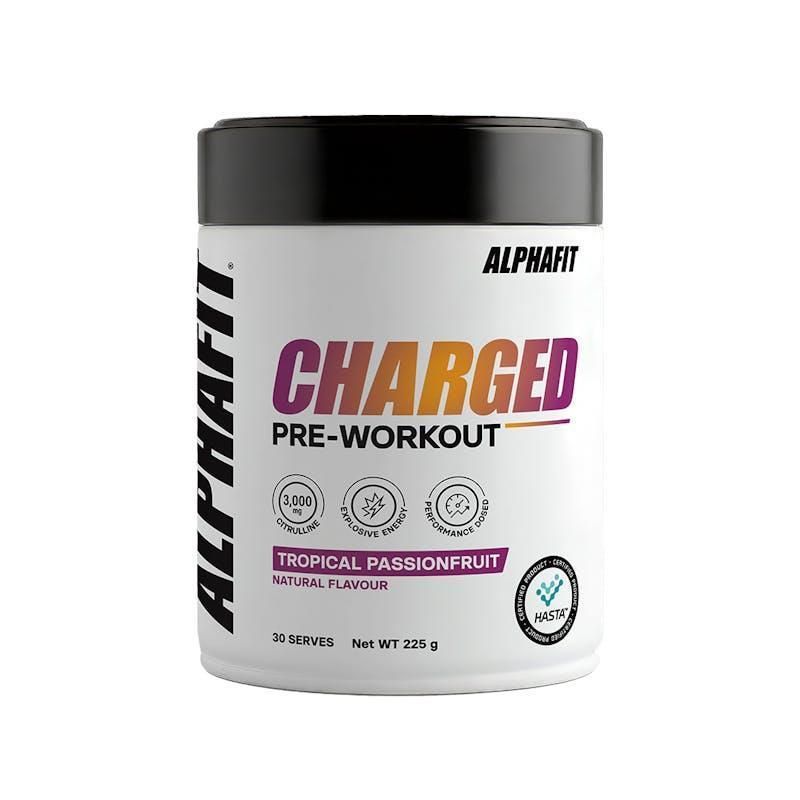 ALPHAFIT Charged Pre Workout 225g Tropical Passionfruit