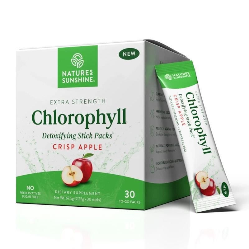Nature's Sunshine Extra Strength Chlorophyll (30 Stick Packs) Crisp Apple