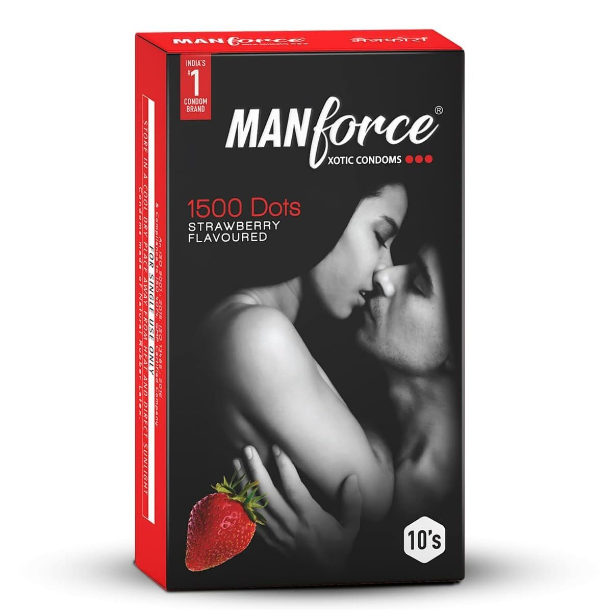 Manforce 1500 Dots Xotic Condom Flavour Strawberry 10 Pack