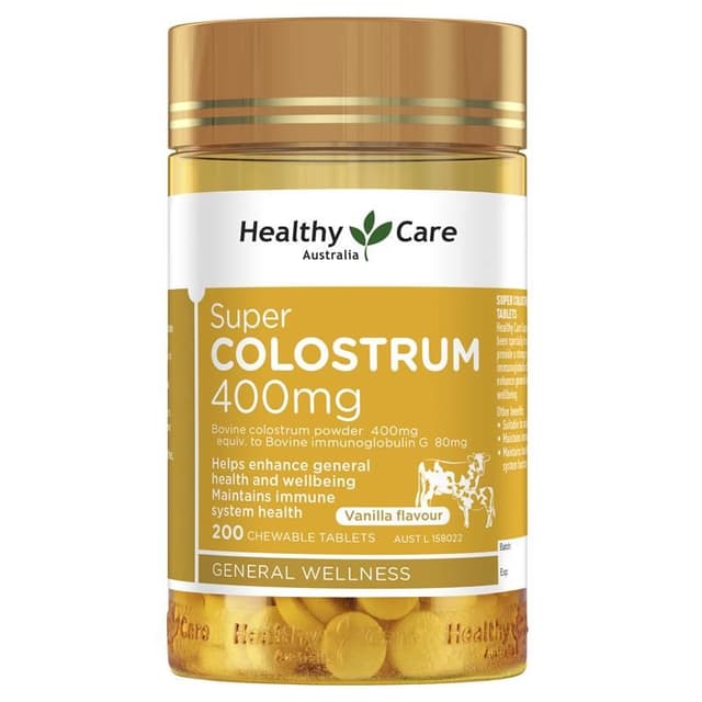 Healthy Care Super Colostrum 400mg 200 Chewable Tablets