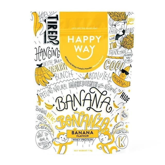 Happy Way Banana Bonanza Whey Protein Powder 1kg
